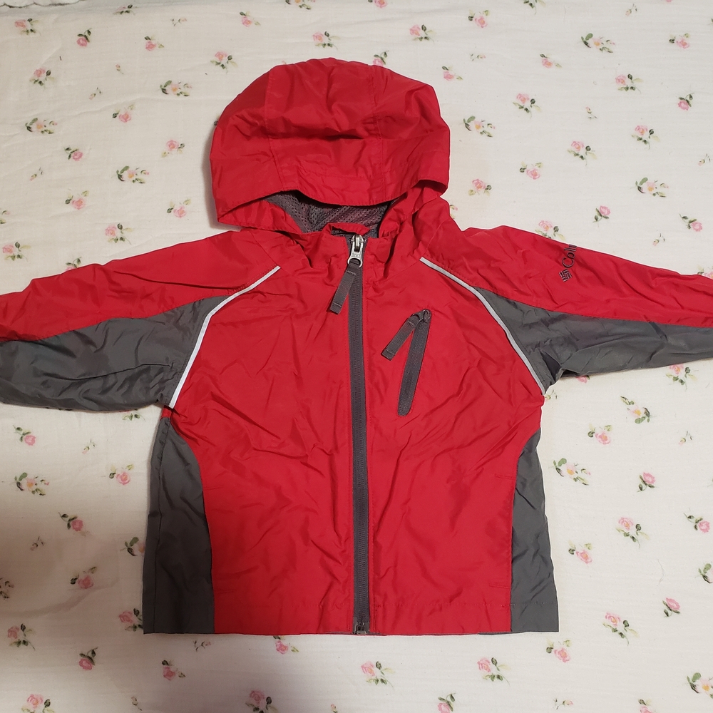 Columbia Kids Red and Gray Raincoat